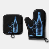 Ray Celebration Skeleton & Wine Ofenhandschuh & Topflappen-Set (Vorderseite)