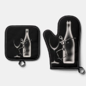 Ray Celebration Skeleton & Wine Ofenhandschuh & Topflappen-Set (Vorderseite)