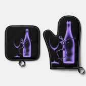 Ray Celebration Skeleton & Wine Ofenhandschuh & Topflappen-Set (Vorderseite)