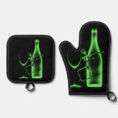 Ray Celebration Skeleton & Wine Ofenhandschuh & Topflappen-Set (Vorderseite)