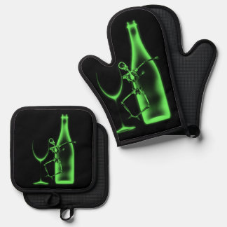 Ray Celebration Skeleton & Wine Ofenhandschuh & Topflappen-Set