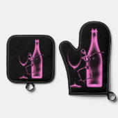 Ray Celebration Skeleton & Wine Ofenhandschuh & Topflappen-Set (Vorderseite)