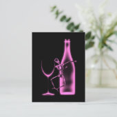Ray Celebration Skeleton & Wine - Rosa Postkarte (Stehend Vorderseite)