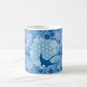 ray,flower of life, blue, mandala,zen,chakra,patte kaffeetasse