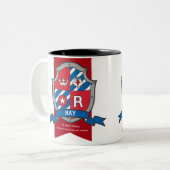 Ray Name bedeutet Buchstabe R Vogelblau Zweifarbige Tasse (Vorderseite Links)