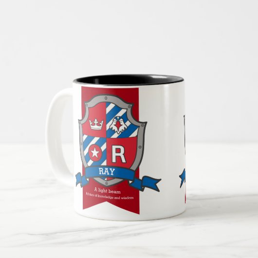 Ray Name bedeutet Buchstabe R Vogelblau Zweifarbige Tasse (Vorderseite Links)