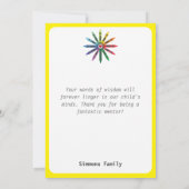 Ray of Crayons / Lehrerbewertung Dankeskarte (Rückseite)