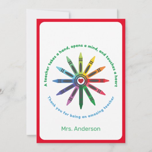 Ray of Crayons / Lehrerin Wertschätzung Danke Ca (Vorderseite)