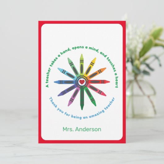 Ray of Crayons / Lehrerin Wertschätzung Danke Ca (Stehend Vorderseite)