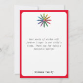 Ray of Crayons / Lehrerin Wertschätzung Danke Ca (Rückseite)