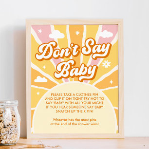 Ray of Sunshine Baby Shower nicht Say Baby Game Poster