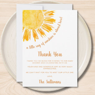 Ray of Sunshine Boho Baby Shower Dankeskarte