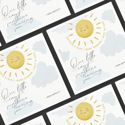 Ray of Sunshine Clouds Boy Baby Shower Serviette