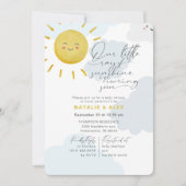 Ray of Sunshine Clouds Boy Blue Baby Shower Einladung (Vorderseite)
