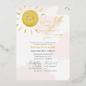 Ray of Sunshine Clouds Girl Baby Shower Folieneinladung (Vorderseite)