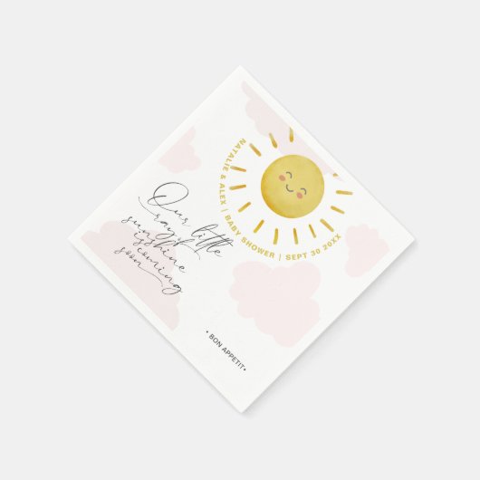 Ray of Sunshine Clouds Girl Baby Shower Serviette (Ecke)