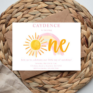Ray of Sunshine First Birthday Invitation Save The Date