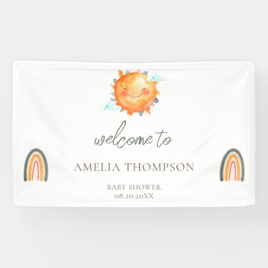 Ray of Sunshine Rainbow Welcome Summer Baby Dusche Banner (Horizontal)