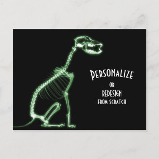 Ray Skeleton Dog - Green Postkarte