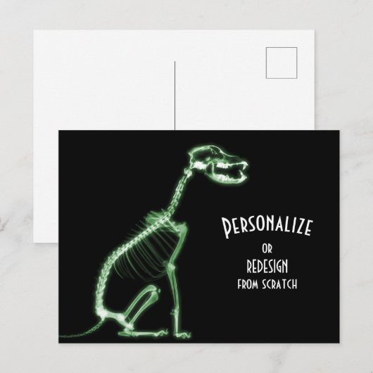 Ray Skeleton Dog - Green Postkarte (Vorne/Hinten)
