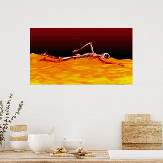 Ray Skeleton Schwimmen im Feuersee Poster (Küche)