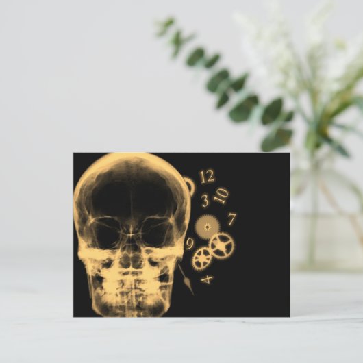 Ray-Skull- und Uhrenteile - Orange Postkarte (Stehend Vorderseite)