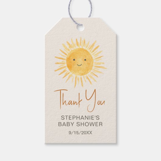 Ray Sunshine Baby Dusche Vielen Dank Geschenkanhänger (Vorderseite)