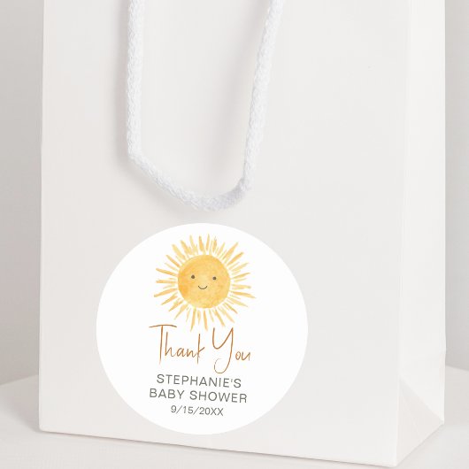 Ray Sunshine Baby Dusche Vielen Dank Runder Aufkleber
