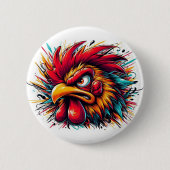 "Ray the Fierce Rooster" Button (Vorderseite)