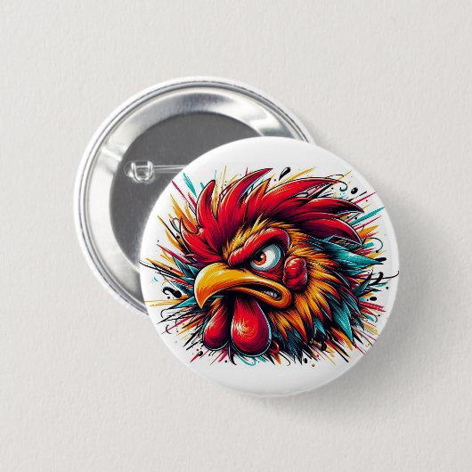 "Ray the Fierce Rooster" Button (Vorne & Hinten)