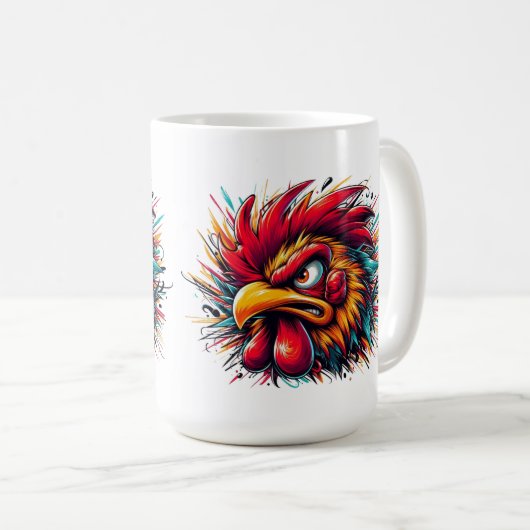 Ray the Fierce Rooster Mug Kaffeetasse (VorderseiteRechts)