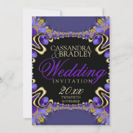 Rayalina: Einladungen zu Lila Schwarzen-Gold-Hochz