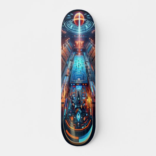 "Raygun Gothic Futuristic Sports Arena Deck" Skateboard (Vorne)