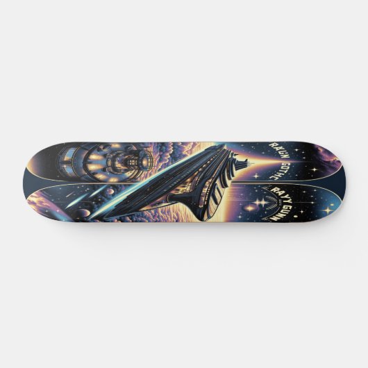 "Raygun Gothic Space Cruise Ship Deck" Skateboard (Horizontal)