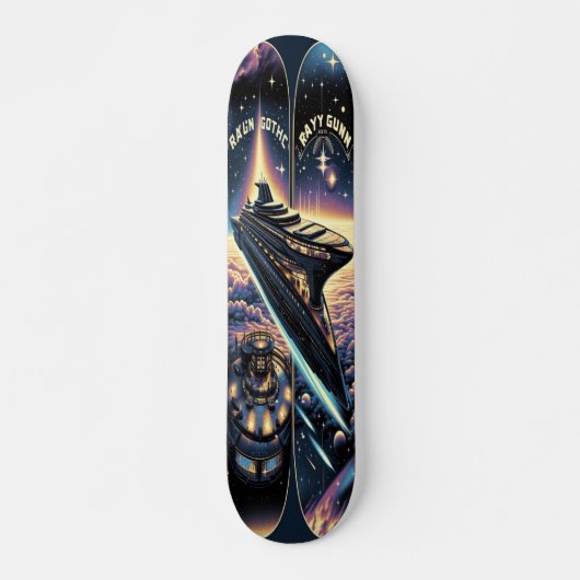 "Raygun Gothic Space Cruise Ship Deck" Skateboard (Vorne)