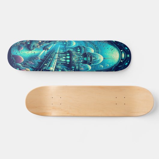 "Raygun Gothic Underwater Research Facility Deck" Skateboard (Horizontal)