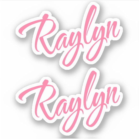 Raylyn name rosa kursive Beschriftung x2 Aufkleber (Vorderseite)