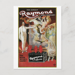 Raymond The Great ~ Hexen Vintager Magic Act Postkarte