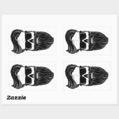 Ray's black bearded skull rechteckiger aufkleber (Blatt)