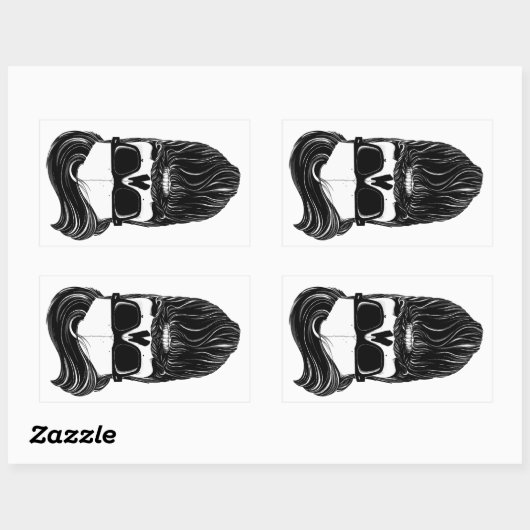 Ray's black bearded skull rechteckiger aufkleber (Blatt)