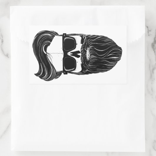 Ray's black bearded skull rechteckiger aufkleber (Tasche)