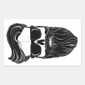 Ray's black bearded skull rechteckiger aufkleber