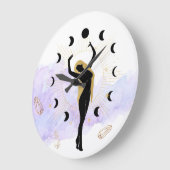 *~* Rays Crystals Cosmic Black Gold Goddess Moon Große Wanduhr (Winkel)