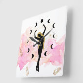 *~* Rays Crystals Cosmic Gold Black Goddess Moon Quadratische Wanduhr (Winkel)