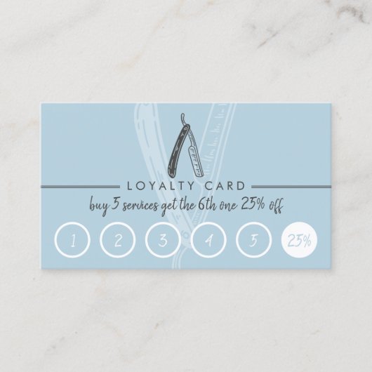 Razor Barber Men Coiffure Friseur Blue Loyalty Visitenkarte (Vorderseite)