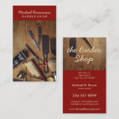 Razor Barber Tools Rustikaler Hipster Stil Visitenkarte (Vorne/Hinten)