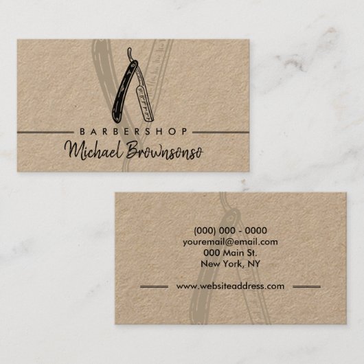 Razor Barbershop Friseur Salon für Männer Visitenkarte (Vorne/Hinten)