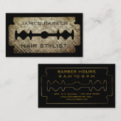 Razor Blade Gold Imitate Barber Hair Stylist Vinta Visitenkarte (Vorne/Hinten)