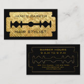 Razor Blade Gold Imitate Barber Hair Stylist Visitenkarte (Vorne/Hinten)