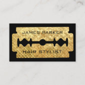 Razor Blade Gold Imitate Barber Hair Stylist Visitenkarte (Vorderseite)